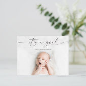 Carte Postale Script It's A Girl Baby Faire-part de naissance Ph (Debout devant)