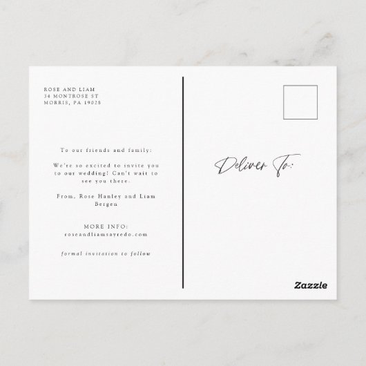 Carte Postale Script Love Mariage reporté Modifier la date (Dos)