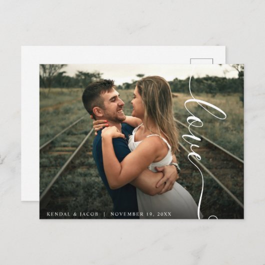 Carte Postale Script Love Photo Mariage (Devant / Derrière)