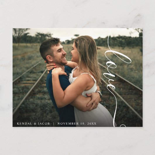 Carte Postale Script Love Photo Mariage (Devant)