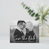 Carte Postale Script manuscrit Enregistrer la date en noir et bl (Debout devant)