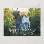 Carte Postale Script manuscrit Happy Holidays Couple Photo (Devant)