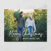 Carte Postale Script manuscrit Joyeux Noël Couple Photo (Devant)