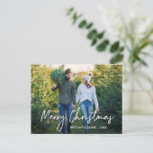 Carte Postale Script manuscrit Joyeux Noël Couple Photo (Debout devant)
