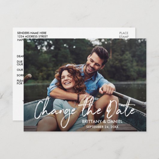 Carte Postale Script manuscrit Modifier La Date Nouvelle Date (Devant / Derrière)