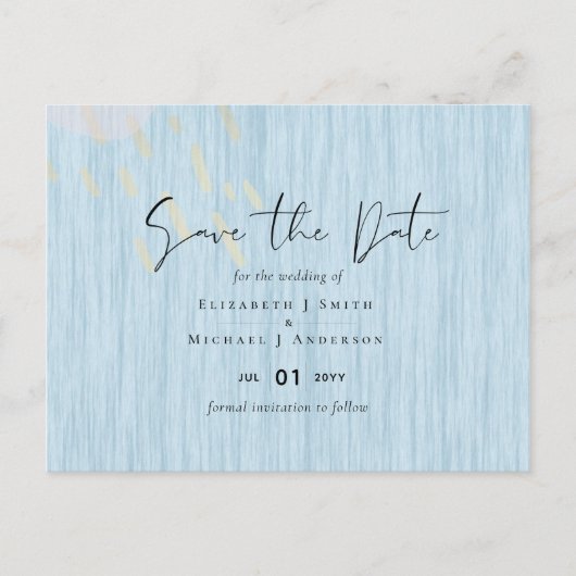 Carte Postale Script Mariage d'or bleu Dusty Budget (Devant)