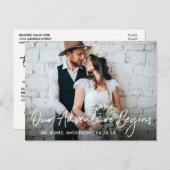 Carte Postale Script Mariage manuscrit Notre Merci d'aventure (Devant / Derrière)