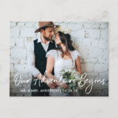 Carte Postale Script Mariage manuscrit Notre Merci d'aventure (Devant)