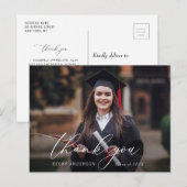 Carte Postale script mince moderne merci diplôme (Devant / Derrière)