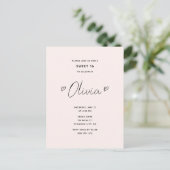 Carte Postale Script minimal Coeur rose doux 16 (Debout devant)