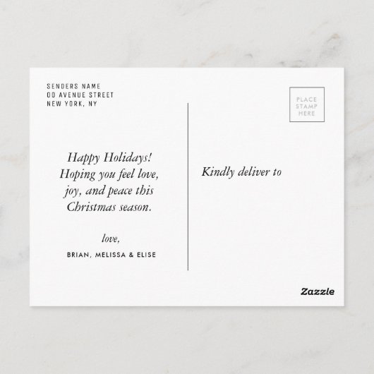 Carte Postale script minimal noël (Dos)