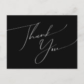 Carte Postale Script minimal Whimsical | Merci Mariage noir (Devant)