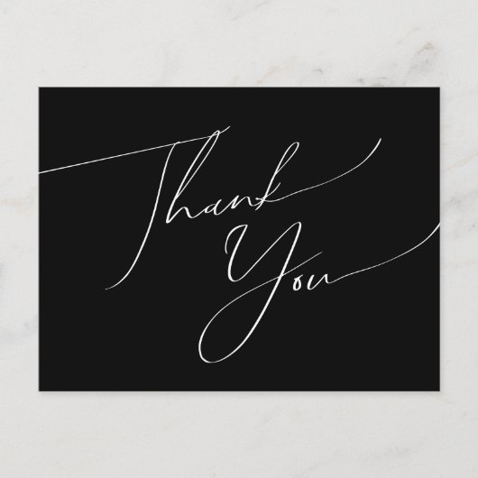 Carte Postale Script minimal Whimsical | Merci Mariage noir (Devant)