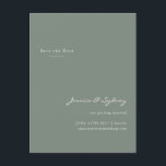 Carte Postale Script minimaliste Moderne Sage Vert Enregistrer L<br><div class="desc">Minimaliste moderne Dark Sage Vert Script Mariage Enregistrer la date Carte postale</div>