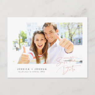 Carte Postale Script minimaliste Rose Gold Photo Enregistrer la 