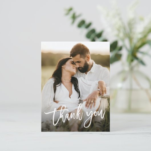 Carte Postale Script moderne 2 Mariage photo Merci (Debout devant)