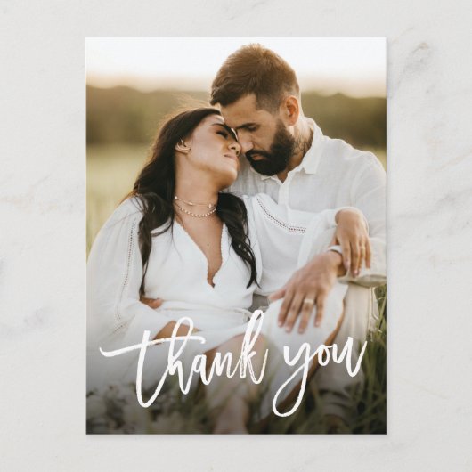 Carte Postale Script moderne 2 Mariage photo Merci (Devant)