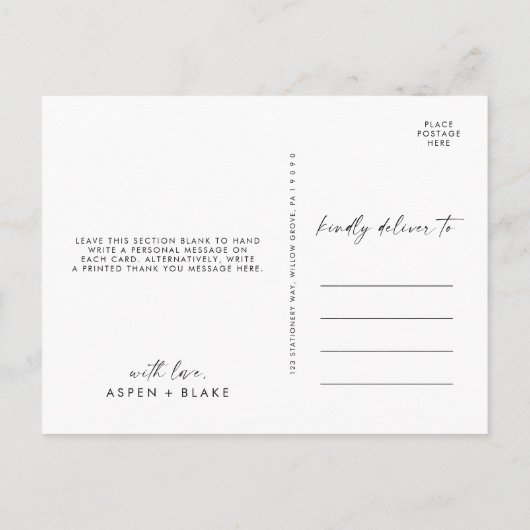 Carte Postale Script moderne 3 Merci Modèle photo (Dos)