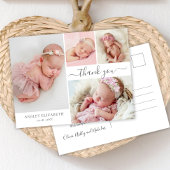 Carte Postale Script moderne 4 Photo Collage Merci bébé