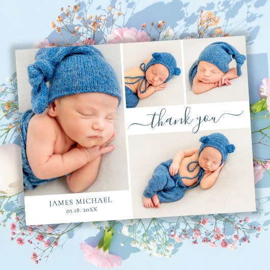 Carte Postale Script moderne 4 Photo Collage Merci bébé