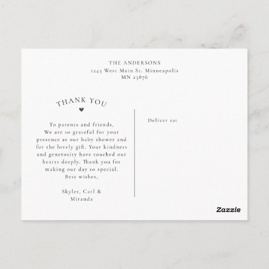 Carte Postale Script moderne Baby 4 Photo Collage (Dos)