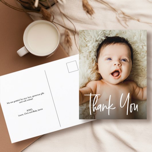 Carte Postale Script moderne Baby shower photo personnalisé nouv