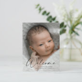 Carte Postale Script moderne Bienvenue photo bébé Merci de naiss (Debout devant)