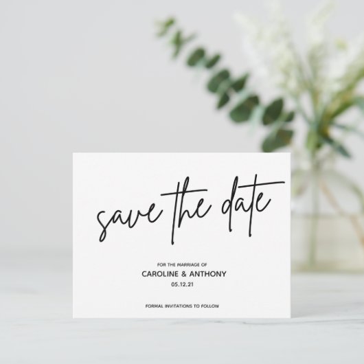 Carte Postale script moderne classe enregistrer la date (Debout devant)