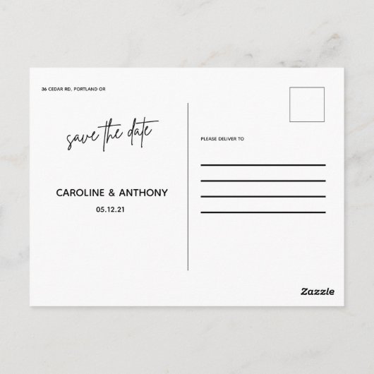 Carte Postale script moderne classe enregistrer la date (Dos)