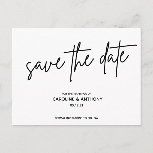 Carte Postale script moderne classe enregistrer la date (Devant)