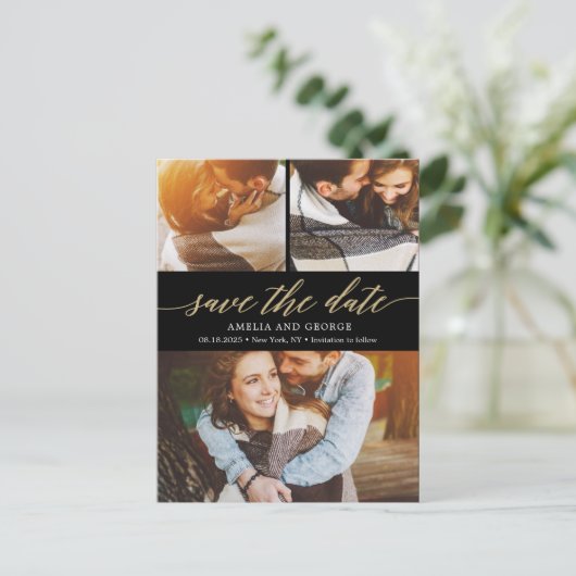 Carte Postale Script Moderne COULEUR ÉDITABLE Enregistrer La Dat (Debout devant)