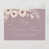 Carte Postale Script moderne Creme Floral Maid of Honor (Devant)