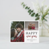 Carte Postale Script moderne Deux photos Famille Joyeux Nouvel A (Debout devant)