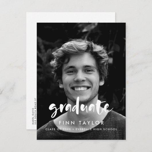 Carte Postale Script moderne Diplôme photo (Devant / Derrière)