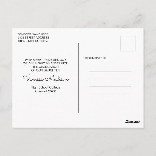 Carte Postale Script moderne Dusty Blue Graduate Faire-part (Dos)