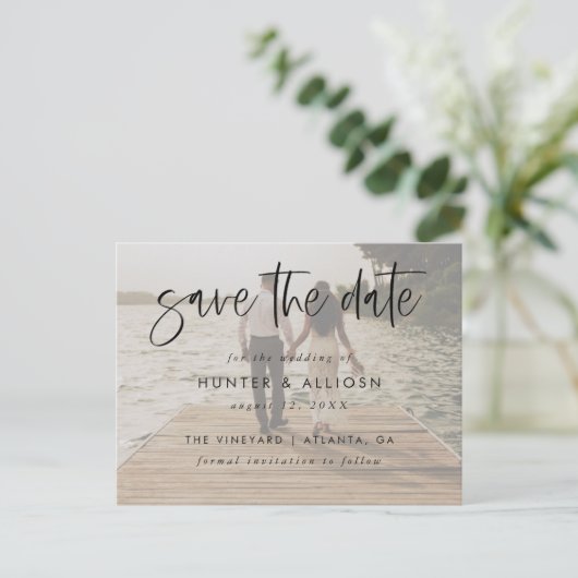 Carte Postale Script moderne Enregistrer La Date PostCard (Debout devant)