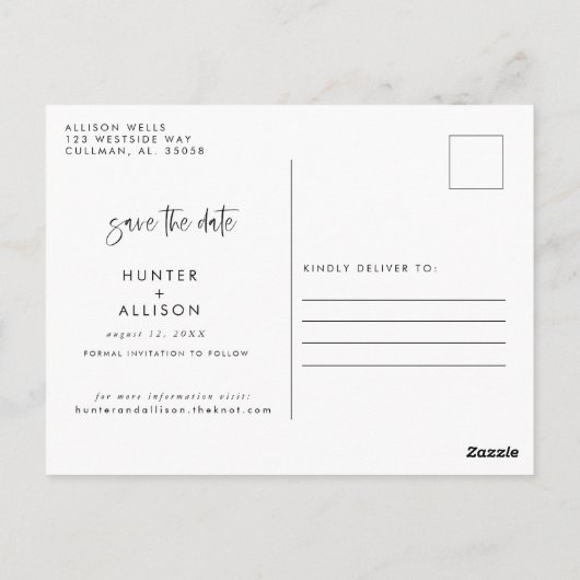 Carte Postale Script moderne Enregistrer La Date PostCard (Dos)