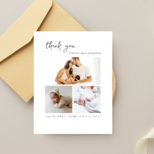 Carte Postale Script moderne Faire-part de naissance photo simpl