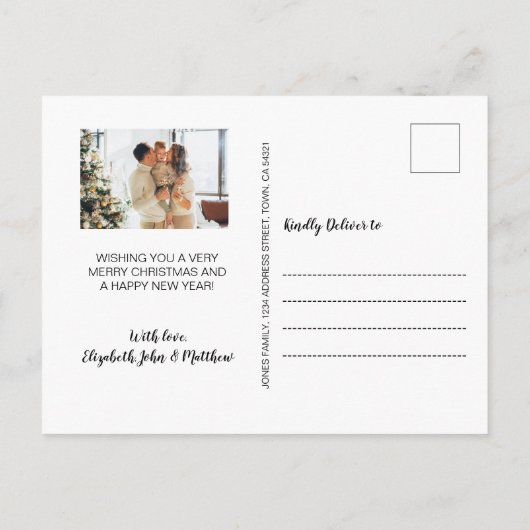 Carte Postale Script moderne Flocon de neige 3 Photo Collage Noë (Dos)