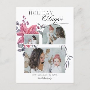 Carte Postale Script moderne Hugs de vacances 3 photo Floral