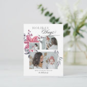 Carte Postale Script moderne Hugs de vacances 3 photo Floral (Debout devant)