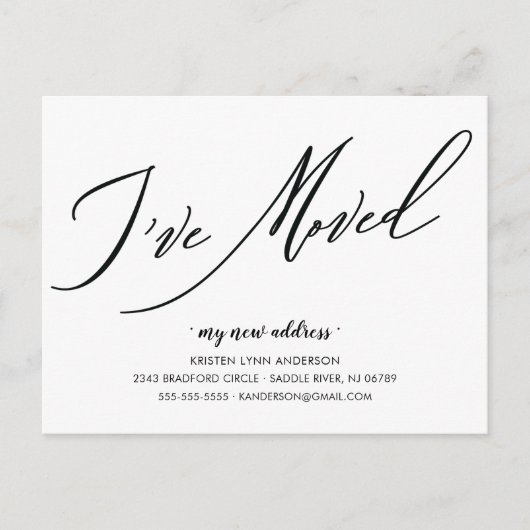 Carte Postale Script moderne J'ai déplacé Moving Faire-part Post (Devant)