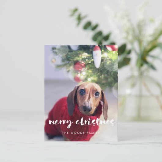 Carte Postale Script moderne Joyeuse photo de Noël (Debout devant)