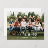 Carte Postale Script moderne, Joyeux Noël Famille Photo Postca (Devant / Derrière)