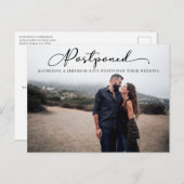 Carte Postale Script moderne Mariage reporté Changer la date (Devant / Derrière)