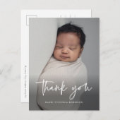 Carte Postale Script moderne Merci du baptême religieux (Devant / Derrière)