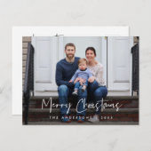 Carte Postale Script moderne, Noël Famille de voeux photo (Devant / Derrière)