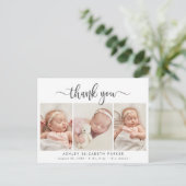 Carte Postale Script moderne Nouveau-né Photo Collage Merci (Debout devant)