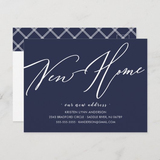 Carte Postale Script moderne Nouvelle maison Faire-part mobile  (Devant / Derrière)