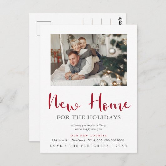 Carte Postale Script moderne Nouvelle maison pour les vacances P (Devant / Derrière)